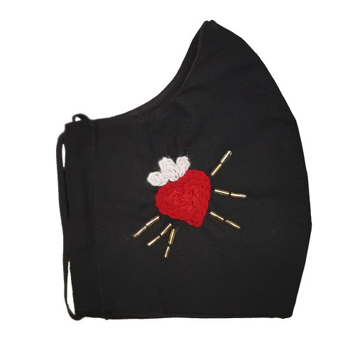 Milagrito Hand-embroidered Black Facemask