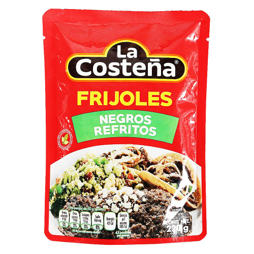 La Costena Refried Black Beans Pouch 12 x 220g