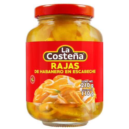 La Costena Habanero Rajas 210g (Drained Weight 110g) Habanero Pepper Slices