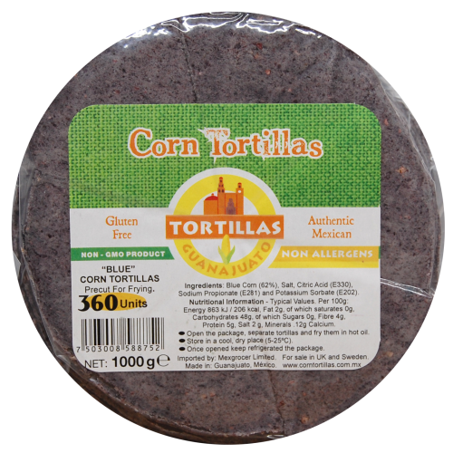 Pre Cut Blue Corn Tortilla for Frying 15cm 1kg