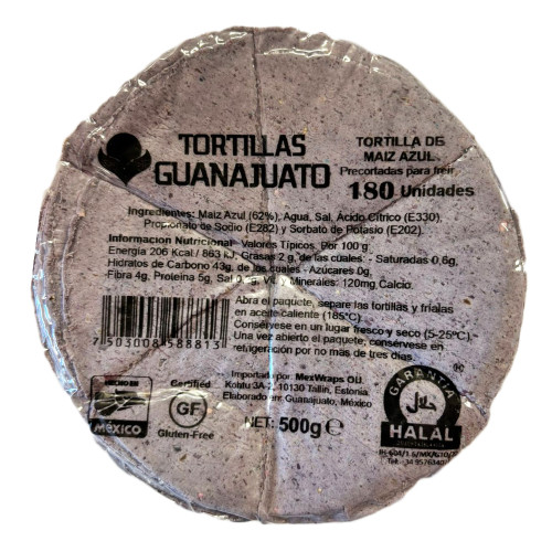 Pre Cut Blue Corn Tortilla for Frying 500g