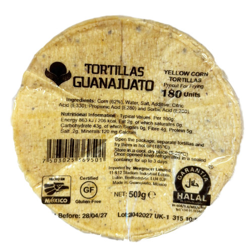 Pre Cut Yellow Corn Tortilla for Frying 500g