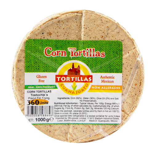 Pre Cut Corn Tortilla for Frying Tostochip 1kg