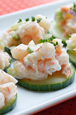 Shrimp Salad on Cucumbers